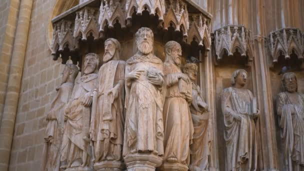 Katalonya Spanya Daki Tarragona Katedrali Yüzyıl Romantik Gotik Mimari Tarzı — Stok video