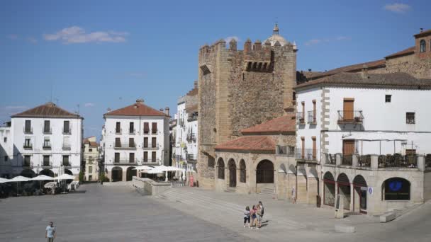 Caceres Spagna Luglio 2019 Veduta Generale Della Piazza Principale Caceres — Video Stock