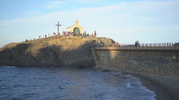 Collioure France 20Η Αυγουστου 2019 Λιμάνι Collioure Γαλλία Ευρώπη — Αρχείο Βίντεο