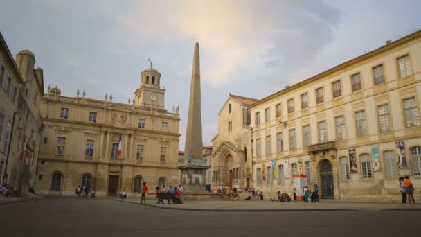 Arles France 31Th August 2019 Local People Square Obelisque Arles — Stock Video