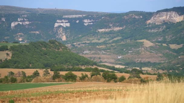 Повітряний Вид Село Рокефор Сюр Сульзон Ландшафті Франція Європа — стокове відео