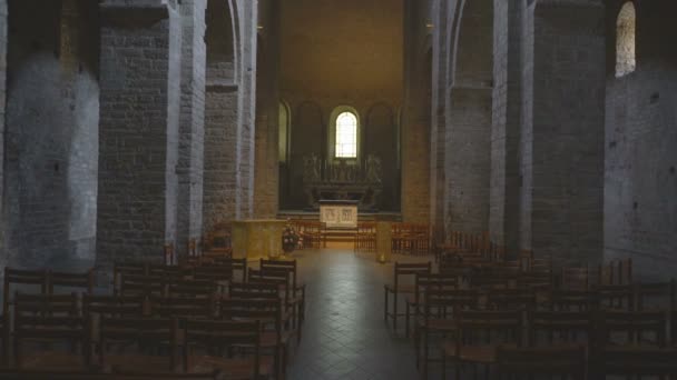 San Guilhem Desert Francia Agosto 2019 Interior Del Monasterio Saint — Vídeo de stock