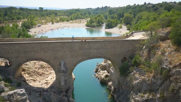 Pont Diable Francie Srpna 2019 Místní Lidé Plavou Hrault River — Stock video