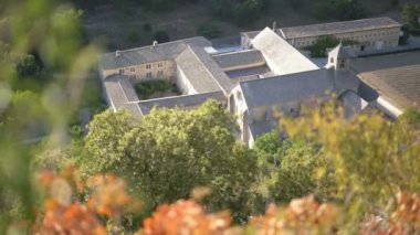 Üzüm bağı, Provence, Fransa ve Avrupa ile Gigondas köyünün genel manzarası.