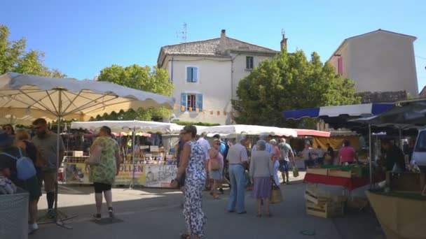 Gordes France 4Th July 2017 Public Market Street Village Gordes Stock Video