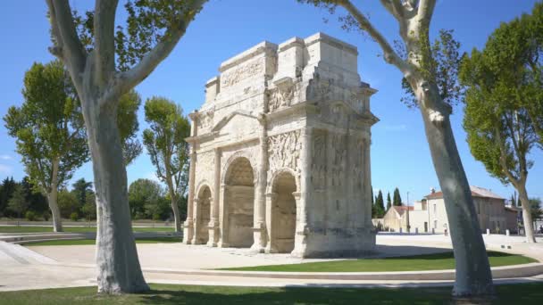 Vista General Del Arco Triunfal Naranja Naranja Francia Europa — Vídeos de Stock