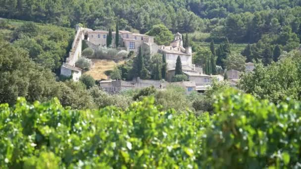 Gesamtansicht Des Dorfes Gigondas Mit Weinberg Provence Frankreich Europa — Stockvideo