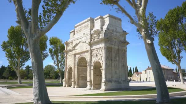 Vista General Del Arco Triunfal Naranja Naranja Francia Europa — Vídeo de stock