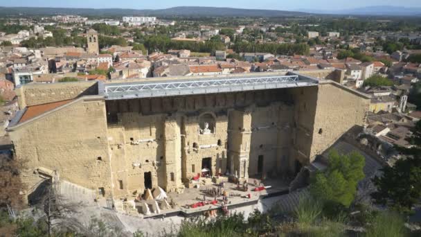 Αεροφωτογραφία Του Αρχαίου Θεάτρου Της Οράγγης Στην Πορτοκαλί Γαλλία Ευρώπη — Αρχείο Βίντεο