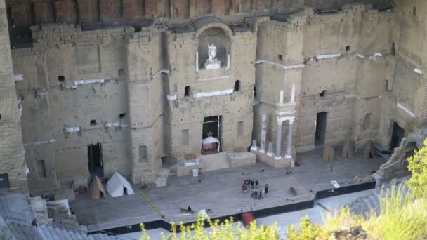 Flygfoto Över Ancient Theatre Orange Orange Frankrike Europa — Stockvideo