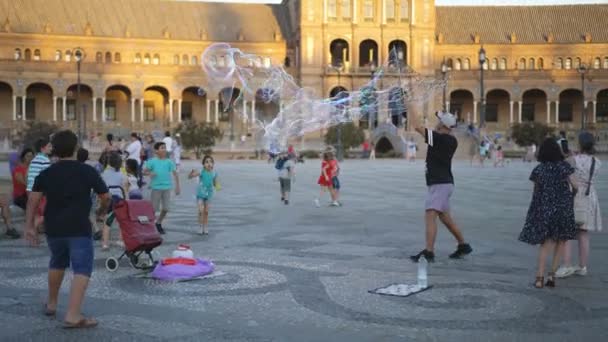 Севила Испания Августа 2019 Года Туристы Площади Plaza Espaa Севилья — стоковое видео