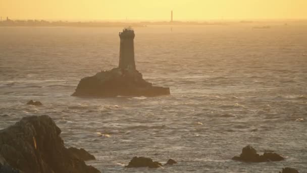Point Raz ブルターニュ フランス ヨーロッパの灯台 — ストック動画