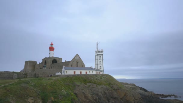 Saint Mathieu Deniz Fenerinin Dışı Brittany Fransa Avrupa — Stok video