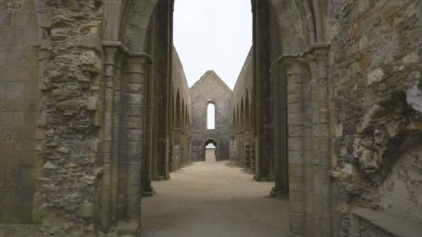 Exterior Del Monasterio Faro Saint Mathieu Bretaña Francia Europa — Vídeos de Stock