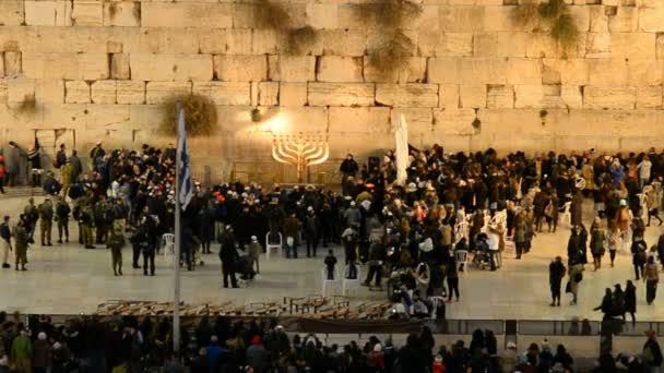 Jerusalem Israel Dezembro 2016 Judeus Dançando Frente Muro Ocidental Cidade — Vídeo de Stock