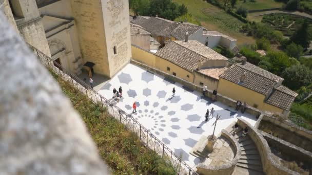 Grignan França Setembro 2019 Vista Aérea Praça Frente Castelo Grignan — Vídeo de Stock