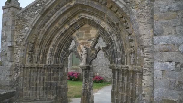 Exterior Del Monasterio Faro Saint Mathieu Bretaña Francia Europa — Vídeo de stock