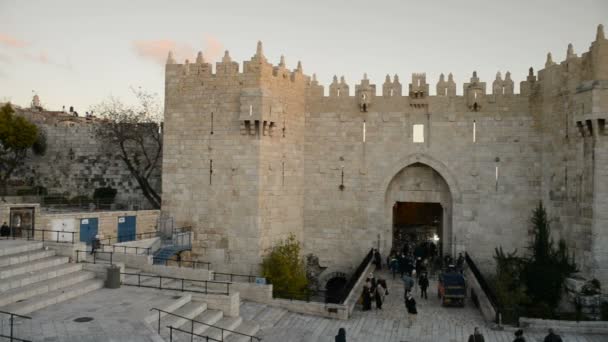 Jerusalem Israel 28Η Δεκεμβριου 2016 Γενική Άποψη Της Πύλης Της — Αρχείο Βίντεο