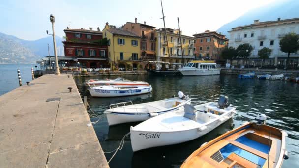 Castelleto Italy 9Th May 2018 Boats Harbor Castelletto Lago Garda — ストック動画