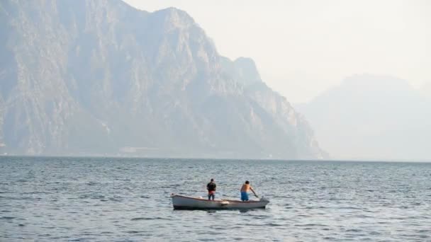 Lago Garda Italy July 2015 Local Fishermen Lake Garda July — ストック動画