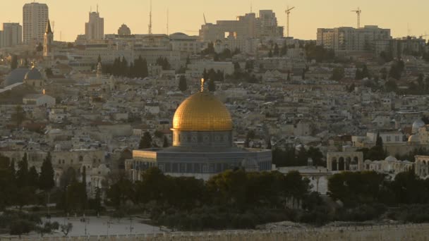 Cúpula Roca Vista Desde Monte Los Olivos Jerusalén Israel — Vídeos de Stock