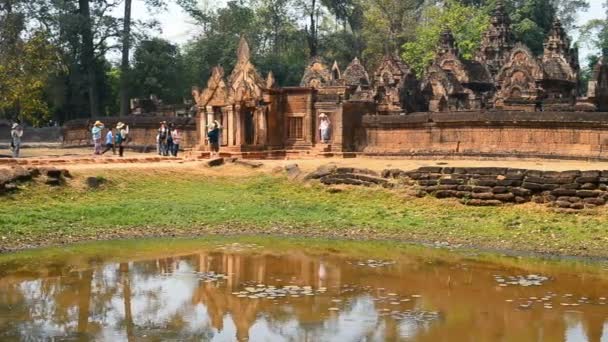 Blick Auf Den Banteay Srei Tempel Angkor Wat Siem Reap — Stockvideo