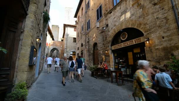 Sam Gimignano Italy Ιουλίου 2015 Street Walled Tuscan City San — Αρχείο Βίντεο