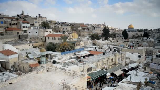Jerusalem Israel Grudzień 2016 Widok Dzielnicy Muzułmańskiej Bramy Damaszku Jerozolimie — Wideo stockowe