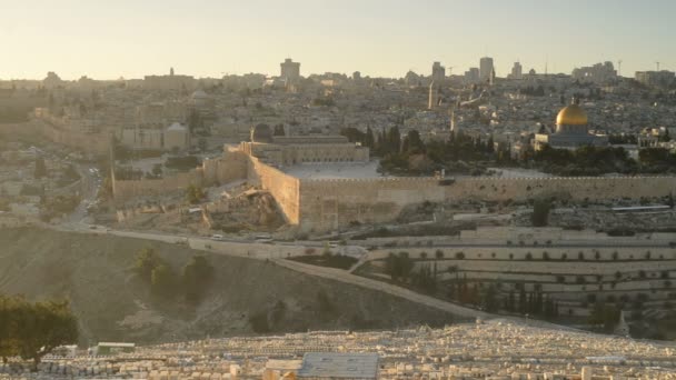 Cupola Della Roccia Vista Dal Monte Degli Ulivi Gerusalemme Israele — Video Stock