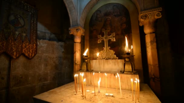 Jerusalem Israel 25Th December 2016 Closeup Altar Derision Chapel Church — Stock Video