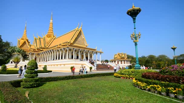 Phnom Penh Cambodia Maart 2017 Buitenzijde Van Het Koninklijk Paleis — Stockvideo