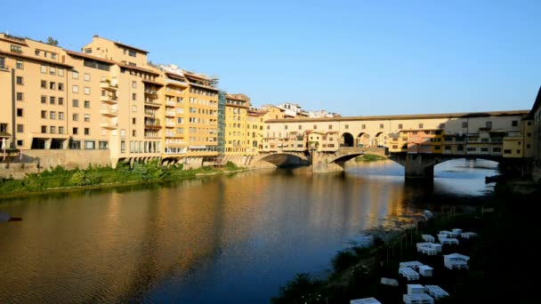 Ponte Vecchio Stone Bridge Arno River Florence Italy — Stock Video