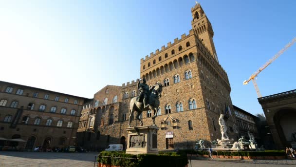 Florença Itália Julho 2015 Pessoas Piazza Della Signoria Palazzo Vecchio — Vídeo de Stock