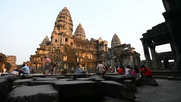 Сием Рип Камбоджа Марта 2017 Года Туристы Ангкор Вате Сиемреап — стоковое видео