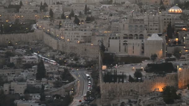 Cúpula Roca Vista Desde Monte Los Olivos Jerusalén Israel — Vídeos de Stock