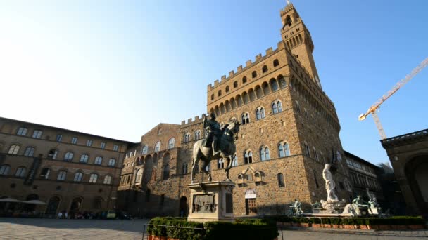 Florença Itália Julho 2015 Pessoas Piazza Della Signoria Palazzo Vecchio — Vídeo de Stock