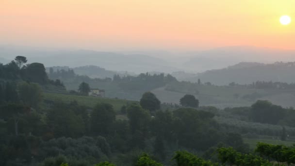 Krajina Při Východu Slunce Blízkosti San Gimignano Toskánsko Itálie — Stock video