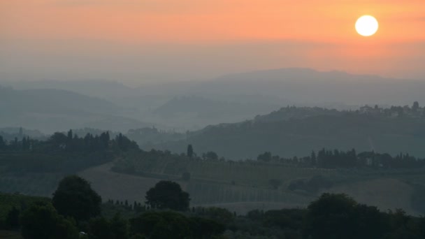 Paisagem Nascer Sol Perto San Gimignano Toscana Itália — Vídeo de Stock