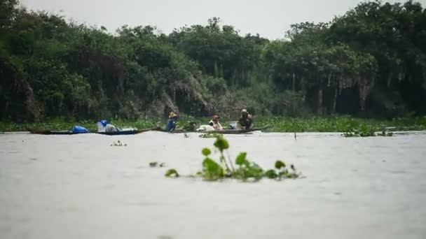 Plovoucí Pohled Vesnici Tonle Sap Kambodža Asie — Stock video