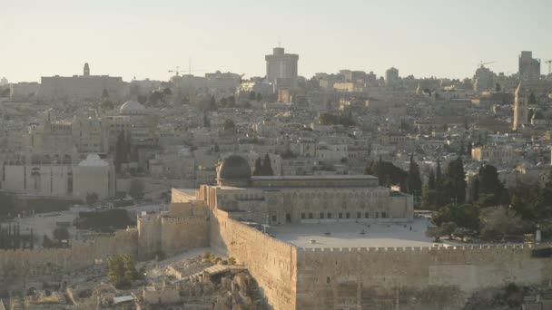 Cúpula Roca Vista Desde Monte Los Olivos Jerusalén Israel — Vídeos de Stock