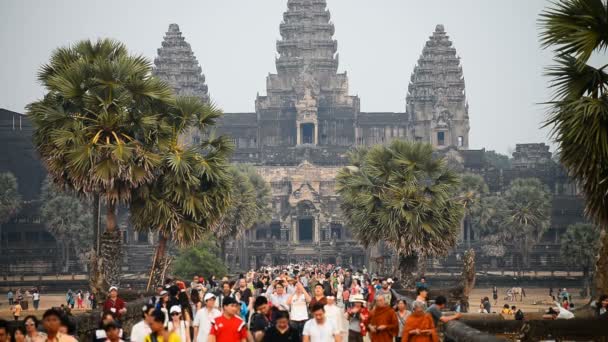 Siem Reap Cambodia 3De Maart 2017 Toeristen Angkor Wat Siem — Stockvideo