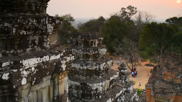 Pôr Sol Templo Phnom Bakheng Templos Angkor Siem Reap Camboja — Vídeo de Stock