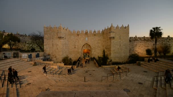 Jerusalem Israel 28Η Δεκεμβριου 2016 Γενική Άποψη Της Πύλης Της — Αρχείο Βίντεο