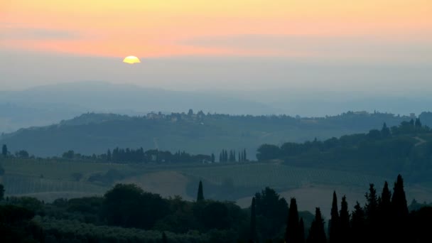 Paisagem Nascer Sol Perto San Gimignano Toscana Itália — Vídeo de Stock