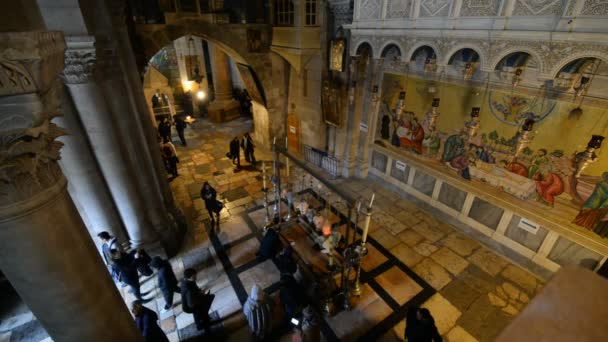 Jerusalem Israel 30Th December 2016 Interior View Church Holy Sepulchre — Stock Video