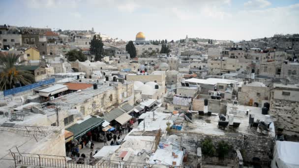 Jerusalem Israel December 2016 Het Moslim Kwartier Uitzicht Vanaf Damascus — Stockvideo