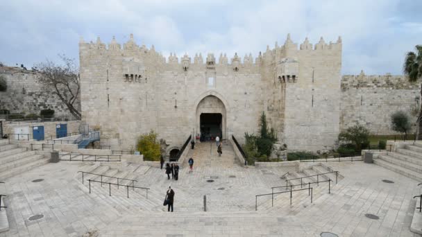 Jerusalem Israel 28Η Δεκεμβριου 2016 Γενική Άποψη Της Πύλης Της — Αρχείο Βίντεο
