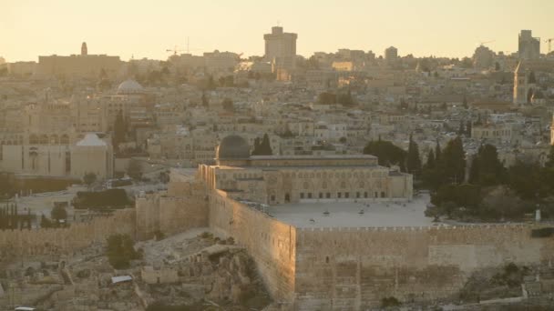 Cúpula Rocha Vista Monte Das Oliveiras Jerusalém Israel — Vídeo de Stock