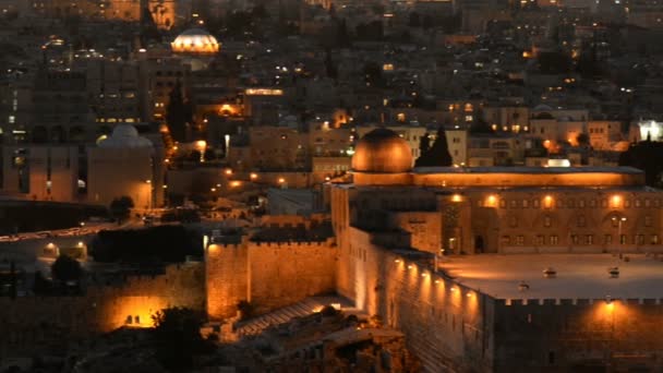 オリーブ山 エルサレム イスラエルから見た岩のドーム — ストック動画
