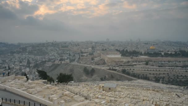 Kubbe Rock Zeytin Dağı Ndan Kudüs Ten Srail Den Izleniyor — Stok video